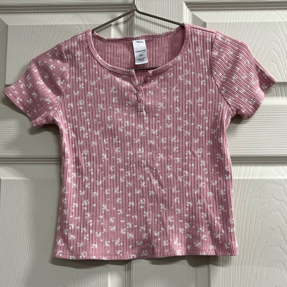 Nordstrom Girl’s Pink Floral Top - Size Large - VGUC